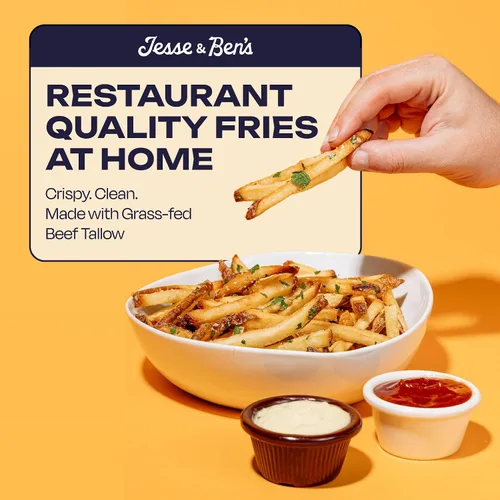 Vista 4 de Jesse & Ben's House-Cut Tallow & Sea Salt Fries, Made with Grass-Fed Beef Tallow, Gluten-Free, Non-GMO Frozen Potatoes, Healthy Snack with No Seed