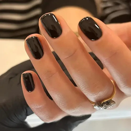 Vista 21 de Uñas postizas a presión de almendra, uñas postizas medianas con diseños de estampado francés de lámina dorada 3D, pegamento dorado Starlight en uñas