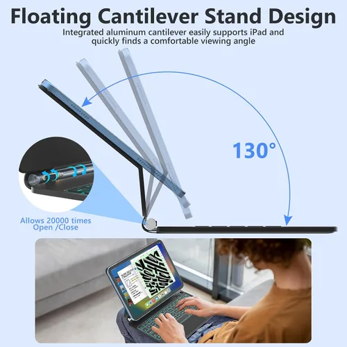 Vista 10 de FUWANG for iPad A16 11th/10th Generation Case with Keyboard, Magic Keyboard with Power Display, Multi-Touch Trackpad Floating Cantilever Stand