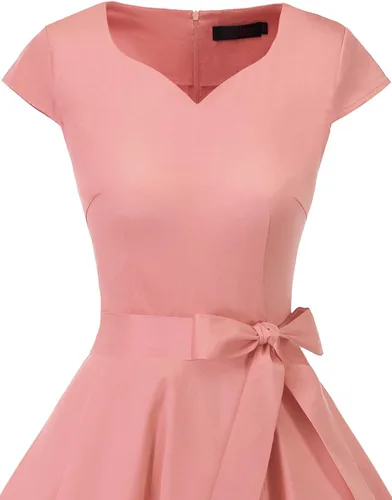 Vista 7 de DRESSTELLS - Vestido clásico para mujer, para la hora del té, vestido de fiesta de graduación, con vuelo, para fiestas de cóctel, con mangas