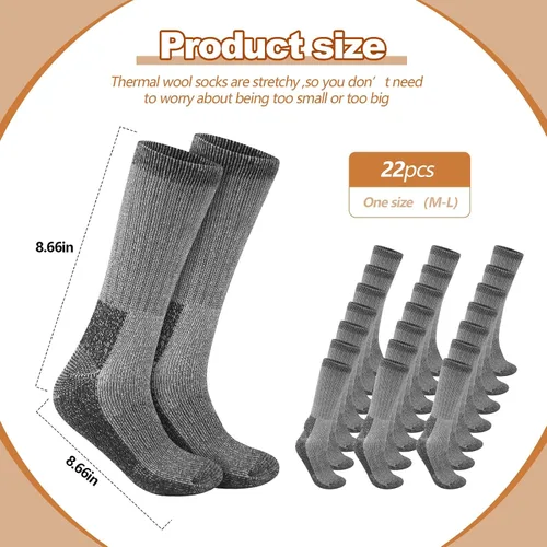 Vista 2 de Taiyin 12 pares de calcetines de lana para senderismo, calcetines térmicos cálidos de lana para hombres y mujeres, calcetines de botas de invierno