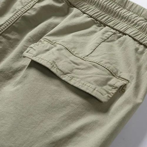 Vista 7 de Casual Shorts for Men 2023 Cotton Drawstring Solid Cargo Shorts Multi Pockets Loose Elastic Waist Tooling Shorts