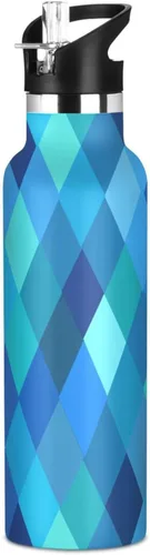 Vista 18 de Diamond Teal Royal Blue Double-Wall Insulation Reusable Water Bottle Insulated with Straw Lid BPA-Free Leak Proof for Sport Gym Outdoor Travel School