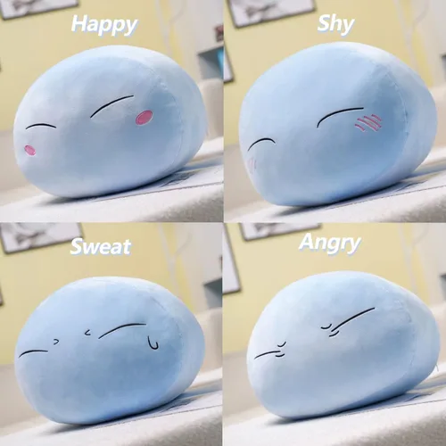 Vista 2 de Muñeco de peluche de anime de Slime, almohada de peluche, almohada de juguete, regalos (Enojado, 28 cm)
