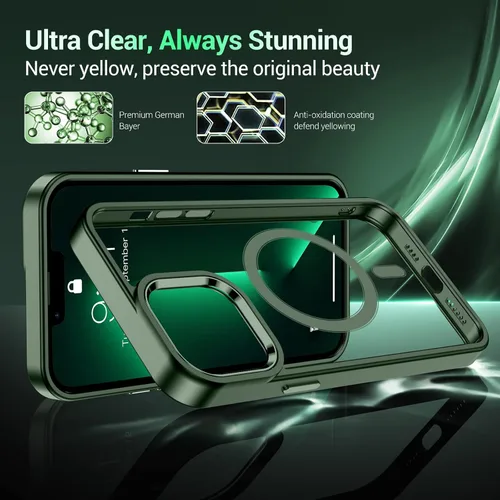 Vista 5 de Funda magnética para iPhone 13 Pro Max, [compatible con MagSafe] [no amarillenta] delgada y delgada a prueba de golpes, funda protectora para iPhone