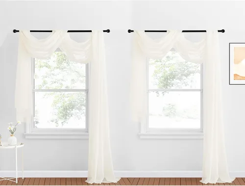 Vista 38 de NICETOWN Cenefa decorativa larga para ventana, cenefa de bufanda de boda, cortina de gasa para sala de estar, dormitorio, ceremonia