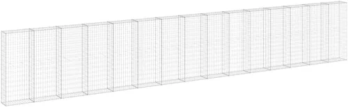 Vista 9 de vidaXL 39.4"x23.6"x39.4" Gabion Wall con cubiertas en acero galvanizado plata