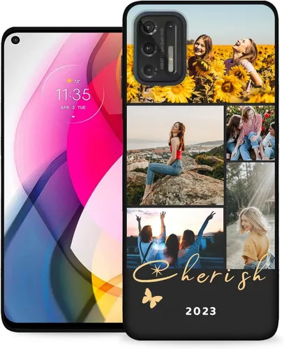 Vista 45 de Funda personalizada para Motorola Moto G Stylus 2020 con nombre de foto, texto y foto, GStylus personalizado -20 funda suave y fina (negro) de 6.4