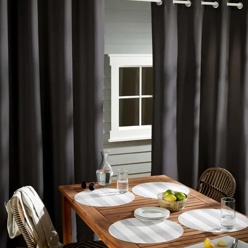 Vista 4 de TOWN & COUNTRY BASICS Cabana Cortinas Sólidas de Peso Pesado para Interiores y Exteriores, Opacidad de Filtrado de Luz con Parte Superior de Ojales