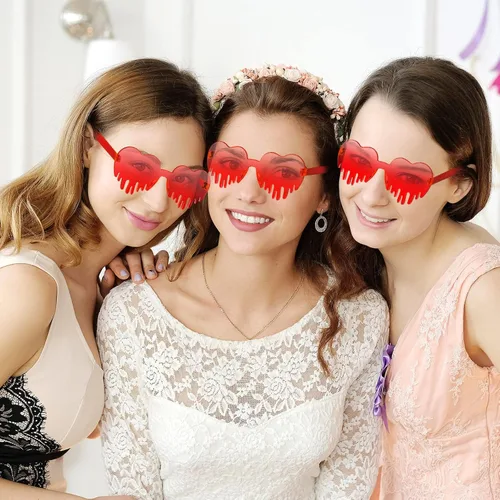 Vista 3 de Gafas de sol de corazón derretido 4 piezas para mujer gafas de sol de goteo con corazón sin borde disfraz de Halloween