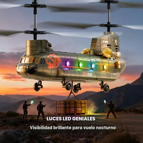 Vista 2 de Helicóptero de control remoto XIKOTEC, helicópteros RC con retención de altitud One Key take Off/Landing, LED Light, Low Battery Reminder