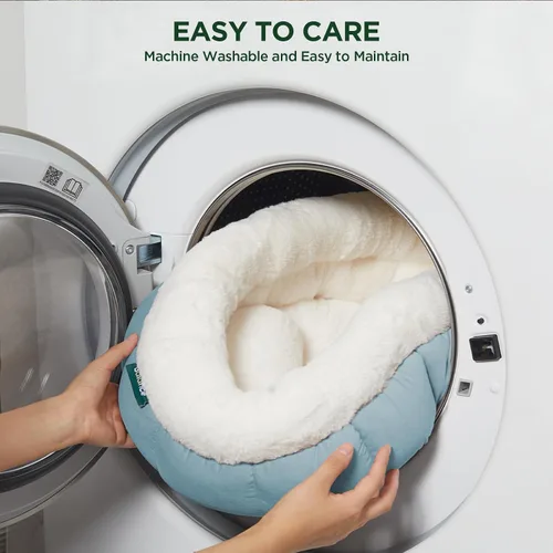 Vista 8 de BALANCE Camas para gatos de interior, Cama redonda lavable para gatos, Linda cama para gatitos con fondo antideslizante para gatito y cachorro, 18