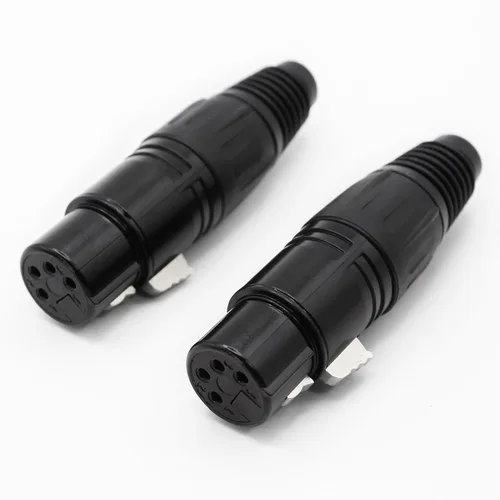 Vista 5 de Conector de cable XLR de 4 pines XLR Conector de enchufe hembra de 4 pines Adaptador de audio para micrófono, negro, 5 PCS