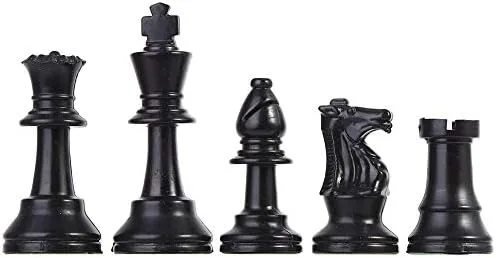 Vista 4 de Juego de piezas de ajedrez, juego de ajedrez internacional portátil de plástico, juego completo de ajedrez en blanco y negro para adultos y niños