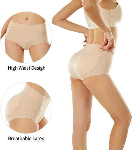 Vista 3 de MEIYATING Bragas para levantar glúteos para mujer, sin costuras, con relleno de látex, realzador de cadera