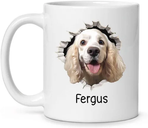 Vista 8 de Tazas de café con nombre personalizado único y emocionado Chihuahua rompió la pared, tazas de café personalizadas para perros, regalo para niños