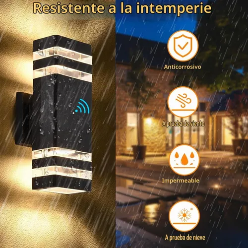 Vista 4 de Luces de pared para exteriores de anochecer a amanecer - Diseño impermeable de 2 capas, modernas lámparas de exterior de aluminio para casa, luces