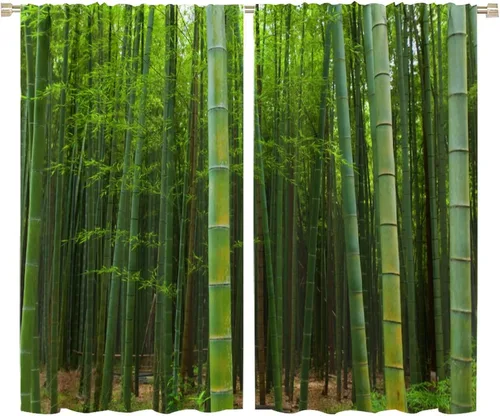 Vista 9 de Cortinas de bambú 3D impresas para exteriores, cortinas de bambú natural japonés zen, sala de estar, cocina, bolsillo para barra, cortinas