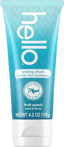 Vista 9 de hello Smiling Shark - Pasta de dientes sin flúor para niños, ponche de fruta natural, tubo de 4.2 onzas Elimina la placa, pule, blanquea, sabe