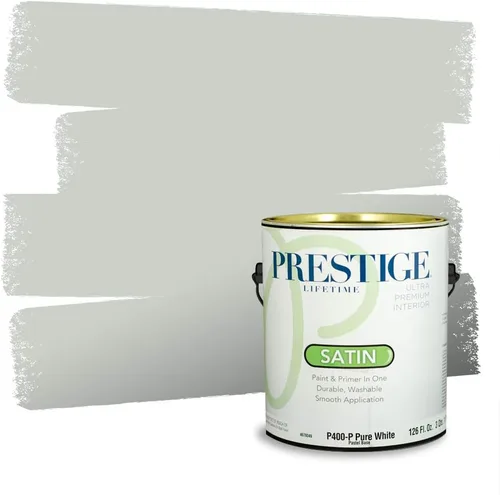 Vista 102 de Prestige Paints - Pintura exterior e imprimación en uno, 1 galón, plano, compatibilidad comparable con el color menta «Whipped Mint» de Behr