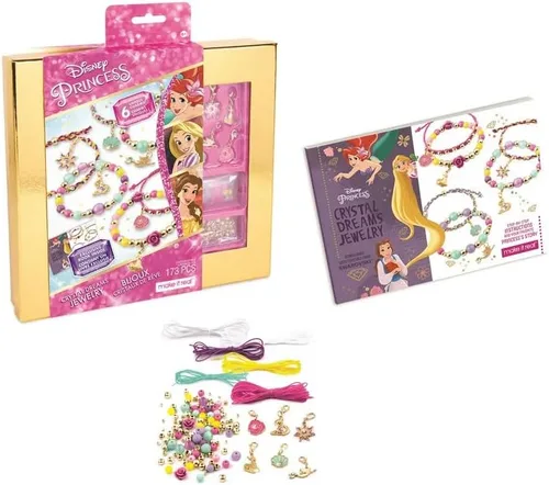 Vista 2 de Kit de joyería de sueños de cristal de princesa Disney de Make It Real - Set de cuentas y dijes de pulsera DIY con cristales Swarovski, incluye