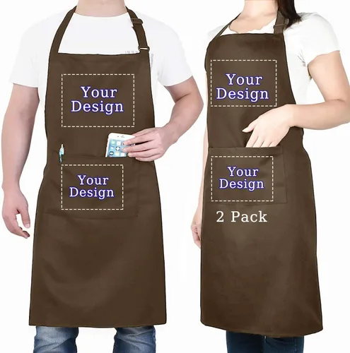 Vista 9 de BeautyWill Delantal personalizado personalizado para hombres y mujeres, delantal de cocina personalizado con bolsillos, nombre, texto, logotipo