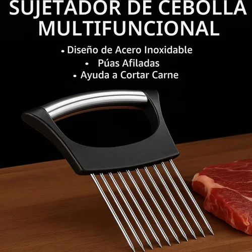 Vista 2 de Rebanada de cebolla mejorada 2025, nueva picadora de cebolla de acero inoxidable para rebanar, herramienta auxiliar de rebanada de picadora