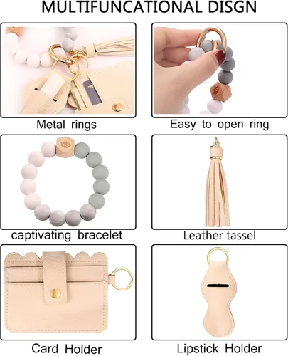 Vista 33 de BVGA Pulsera llavero de pulsera de silicona para mujer