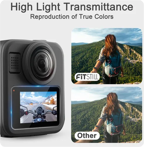 Vista 4 de FiTSTILL Protector de pantalla de vidrio templado para Go Pro MAX2/MAX360 2025/MAX Fusion (2019), resistente a los arañazos, pantalla LCD de vidrio
