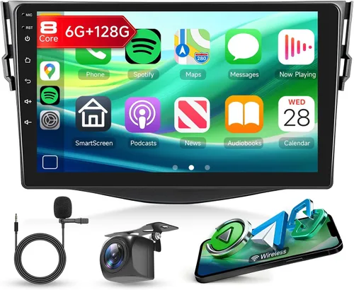 Vista 13 de Radio de coche de 8 núcleos 6G+128G para Toyota RAV4 2007-2011, estéreo de coche Rimoody Android con Carplay inalámbrico, Android Auto, Mirror Link
