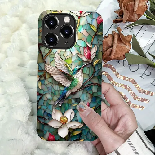 Vista 6 de DAIZAG Funda compatible con iPhone 11 Pro Max, hermosa carcasa rígida híbrida de plástico TPU con diseño de pájaro colorido + funda protectora