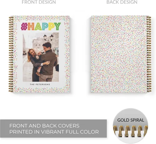Vista 2 de Gotcha Covered Notebooks Cuaderno de confeti con fotos personalizadas, diario feliz de 8.5 x 11 pulgadas, 120 páginas, varios diseños de papel, tapa