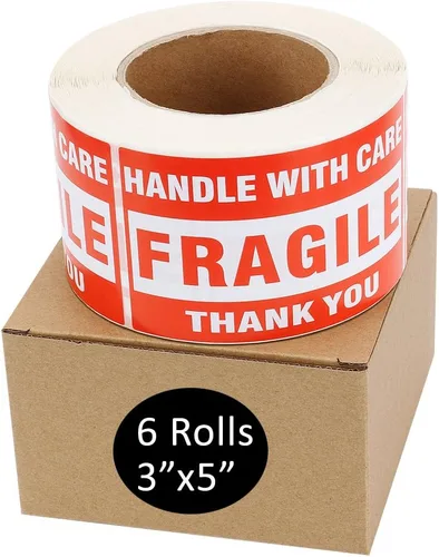 Vista 7 de MFLABEL 1 rollo de cintas frágiles – mango de 2 x 3 pulgadas con calcomanías de cuidado – 500 rollos de etiquetas de envío de agradecimiento