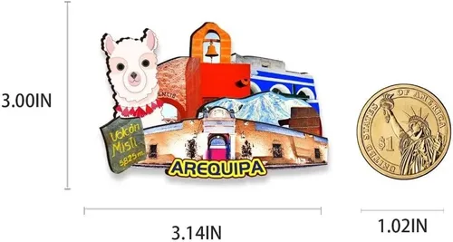 Vista 3 de Arequipa - Imán de madera para nevera, diseño de Perú, monumentos en 3D, recuerdos coleccionables, decoración hecha a mano