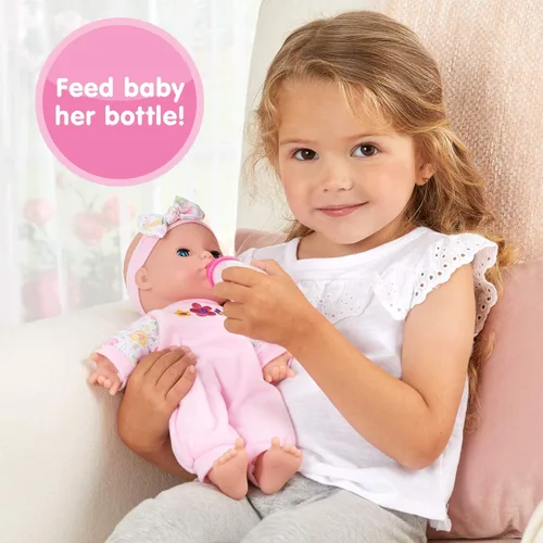 Vista 4 de Kidoozie Sweetie Doll - Muñeca de cuerpo suave de 12 pulgadas con ojos abiertos y cerrados para edades de 12 meses en adelante, perfecta
