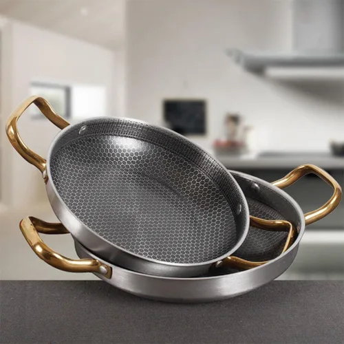 Vista 5 de Angoily Sartén antiadherente de acero inoxidable con forma de panal para mariscos, cangrejos de río y huevos, utensilios de cocina compatibles