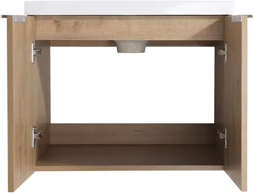 Vista 8 de SSLine Juego de tocador de baño montado en la pared con lavabo moderno de 24 pulgadas con lavabo superior y armario de almacenamiento, armario