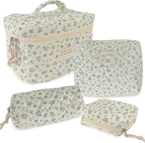 Vista 15 de NATINSA Bonita bolsa de maquillaje para mujer (2 unidades), bolsas de cosméticos de viaje, bolsa organizadora de artículos de tocador con diseño 21