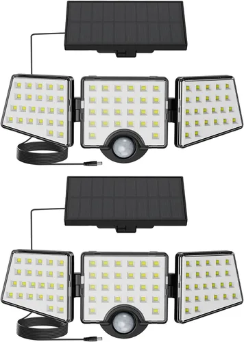 Vista 10 de Lepro Luces solares para exteriores, luces de seguridad activadas por movimiento WL5000, panel solar separado, 3 cabezales ajustables, ángulo