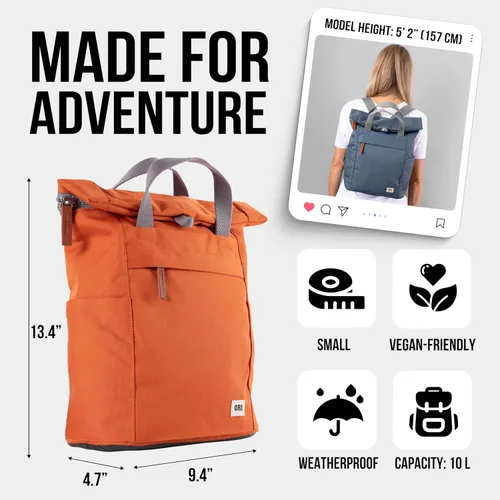Vista 2 de ORI LONDON Mochila de viaje - Mochila enrollable de nailon para hombres y mujeres con cierre magnético - The Finchley, Linaza, Pequeño, Lino