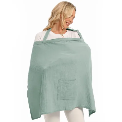Vista 8 de Wimst - Funda de muselina para lactancia materna, suave y transpirable, con aro rígido para delantal de lactancia, funda de asiento de automóvil