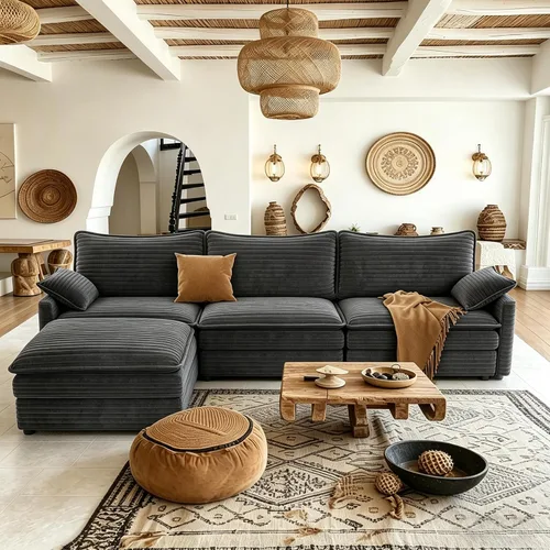 Vista 12 de Vesgantti Sofá de nube de 74 pulgadas para sala de estar, sofá modular de 2 plazas, sofá modular de pana de doble cojín, sofás pequeños de pana