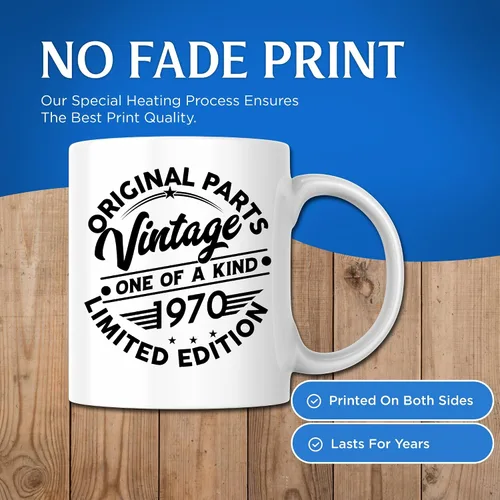Vista 5 de 1970 Original Parts Taza de café – Año de nacimiento 1970 – Taza de café Nacido en 1970 – Taza de café de cumpleaños – Taza de café de 11 onzas