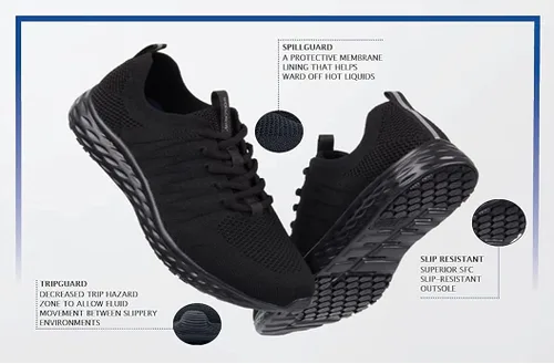 Vista 10 de Shoes for Crews Everlight - Zapatos de trabajo antideslizantes para hombre, transpirables, ligeros, con cordones, resistentes al agua