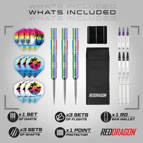 Vista 2 de RED DRAGON Darts - Miami - 22g, 24g, 26g, Professional Tungsten Darts Set with Flights and Stems