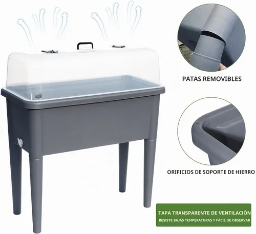 Vista 4 de Dexceder Cama de jardín elevada con riego automático de 13.2 galones