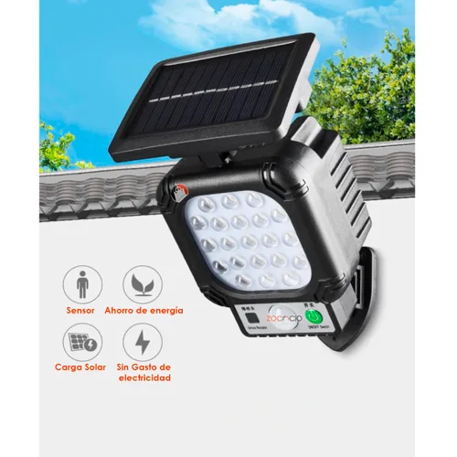 Vista 2 de Lampara Led Con Panel Solar Y Sensor 21 Leds Impermeable