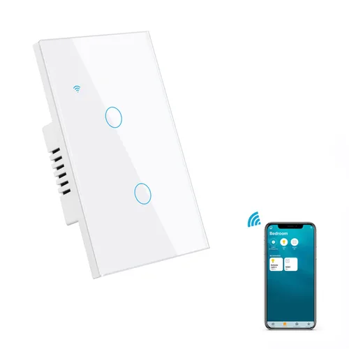 Vista 5 de HomeKit Interruptor inteligente WiFi de pared, interruptor de luz, panel de vidrio, control remoto inalámbrico con función de temporizador