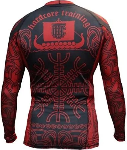 Vista 3 de Hardcore Training Camiseta de compresión para hombre, manga larga, Jiu Jitsu, MMA No-Gi, BJJ apretada, capa base de combate