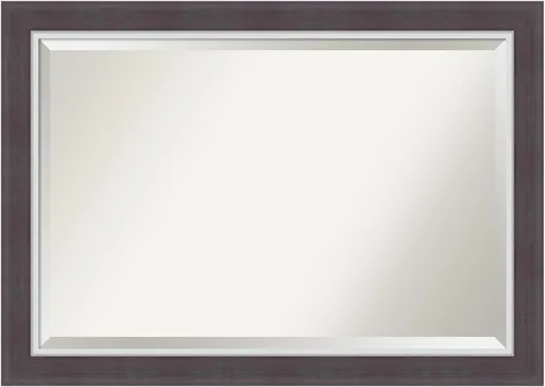 Vista 13 de Amanti Art Espejo de baño marrón para sobre lavabo, espejo rectangular de 24x20 Caleb Brown para tocador, marco rústico pequeño de estilo campestre